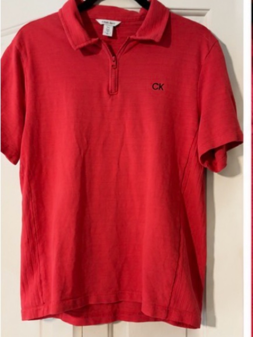 Calvin Klein Men’s Quarter Zip Polo Shirt Red | Short Sleeve Performance Top